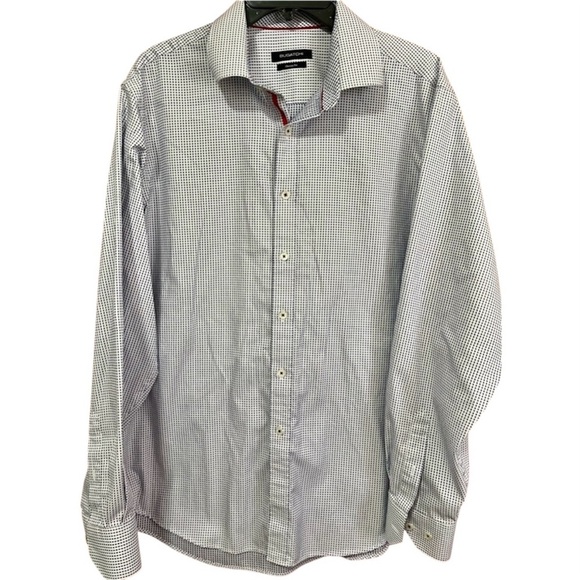 Bugatchi Other - Bugatchi Classic Fit Navy Blue/White Dot Print Button Down Size L